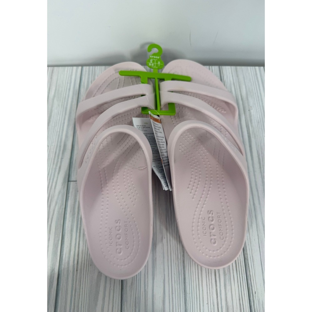 Crocs Kadee II Sandal W Blossom Pink Women Size 9 Cross Strap Slide NEW - Picture 5 of 8